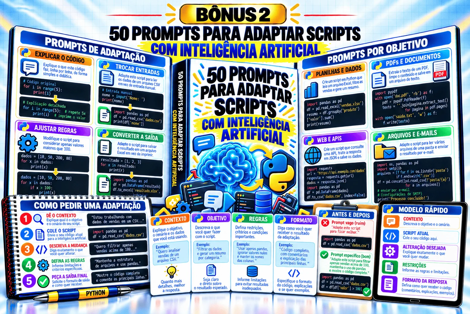 50 Prompts para Adaptar Scripts com Inteligência Artificial